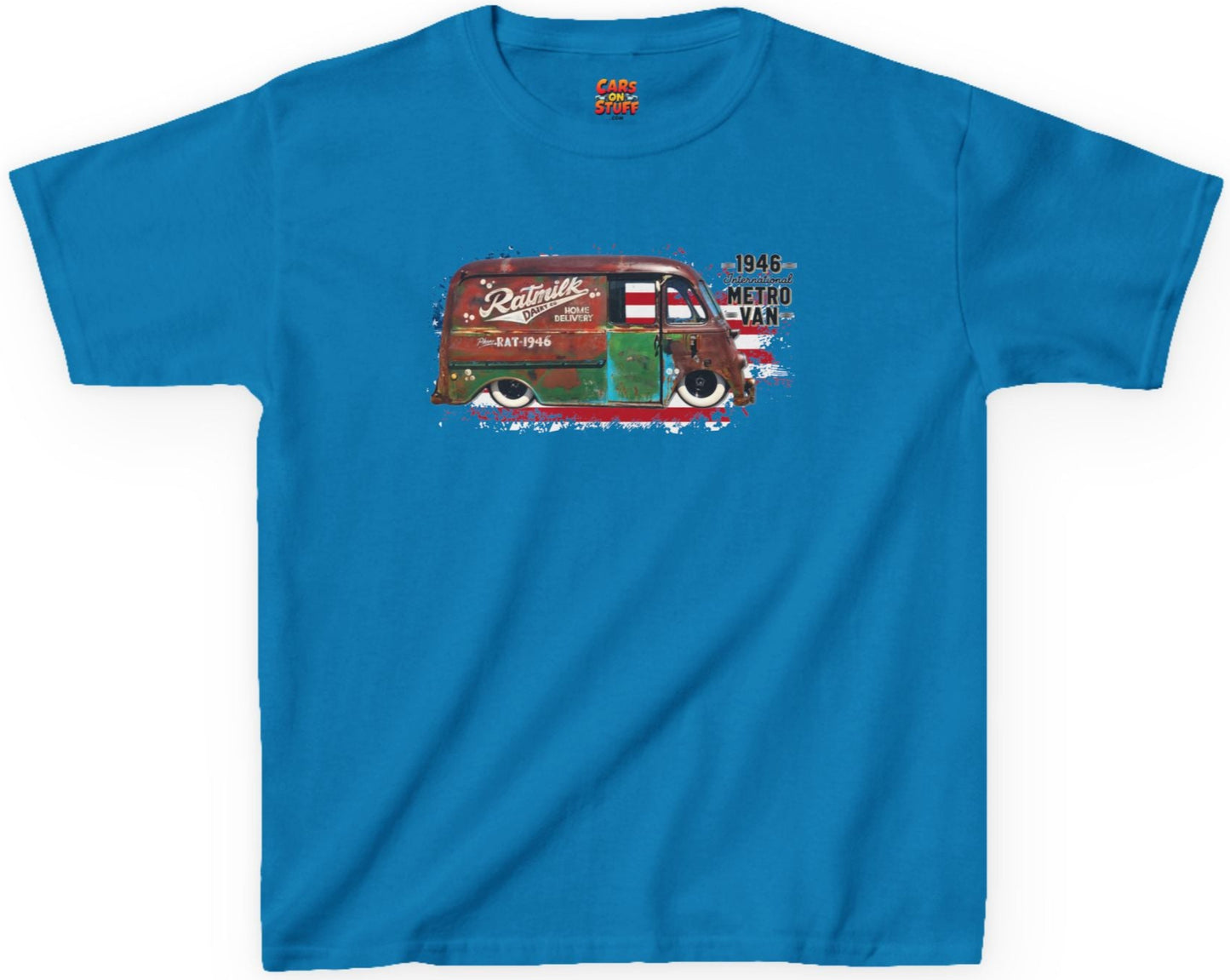 1946 Metro Van on Flag on Kids Heavy Cotton Tee