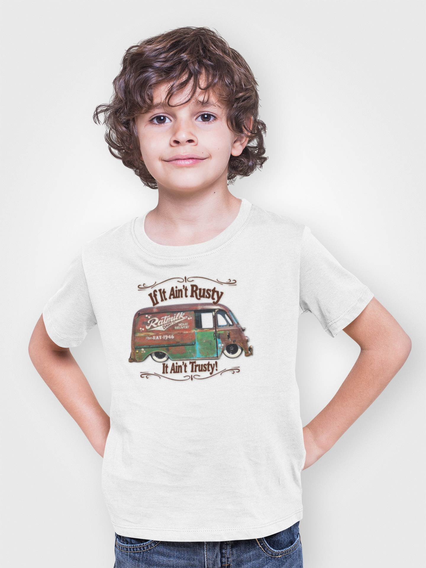 1946 Metro Van If It Ain't Rusty It Ain't Trusty! on Kids Heavy Cotton Tee