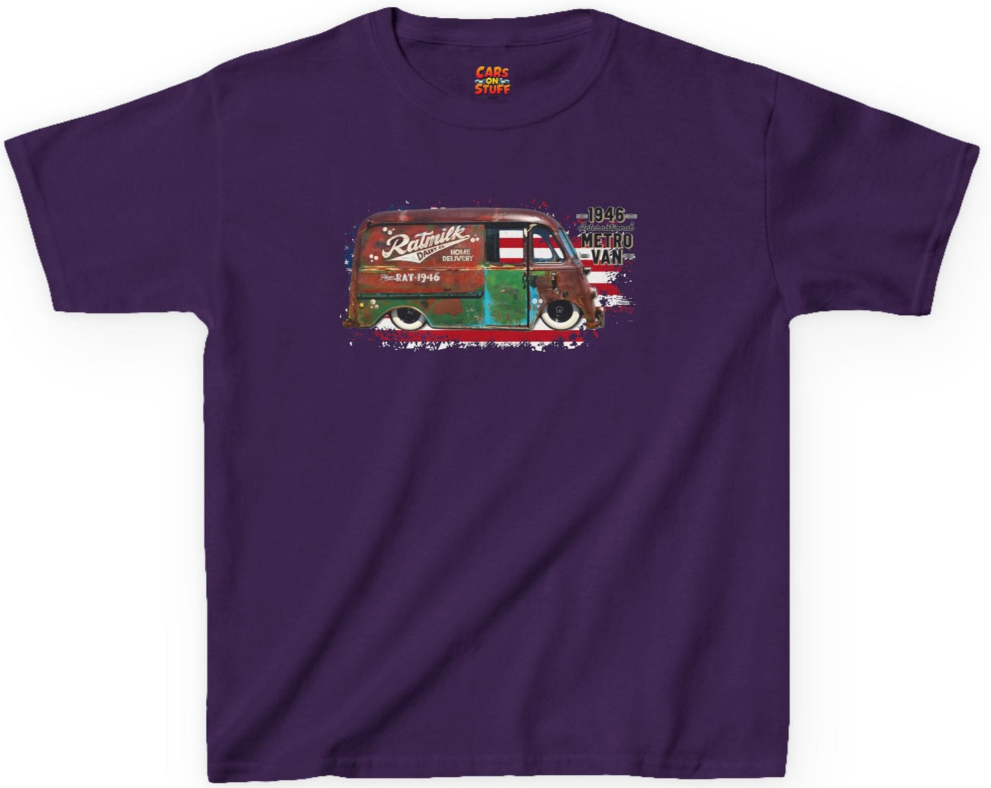 1946 Metro Van on Flag on Kids Heavy Cotton Tee