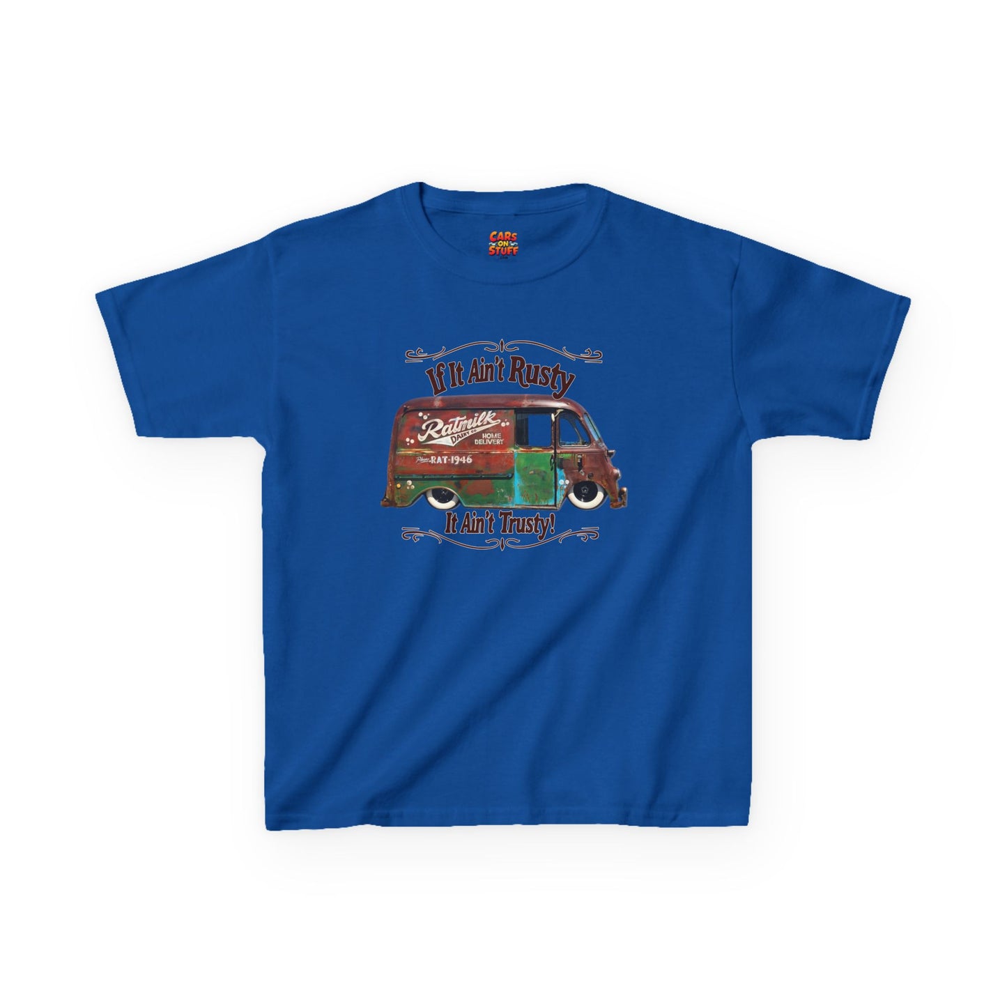 1946 Metro Van If It Ain't Rusty It Ain't Trusty! on Kids Heavy Cotton Tee