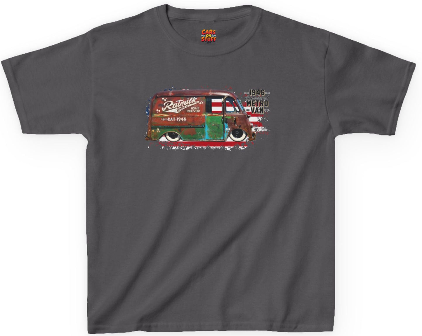 1946 Metro Van on Flag on Kids Heavy Cotton Tee