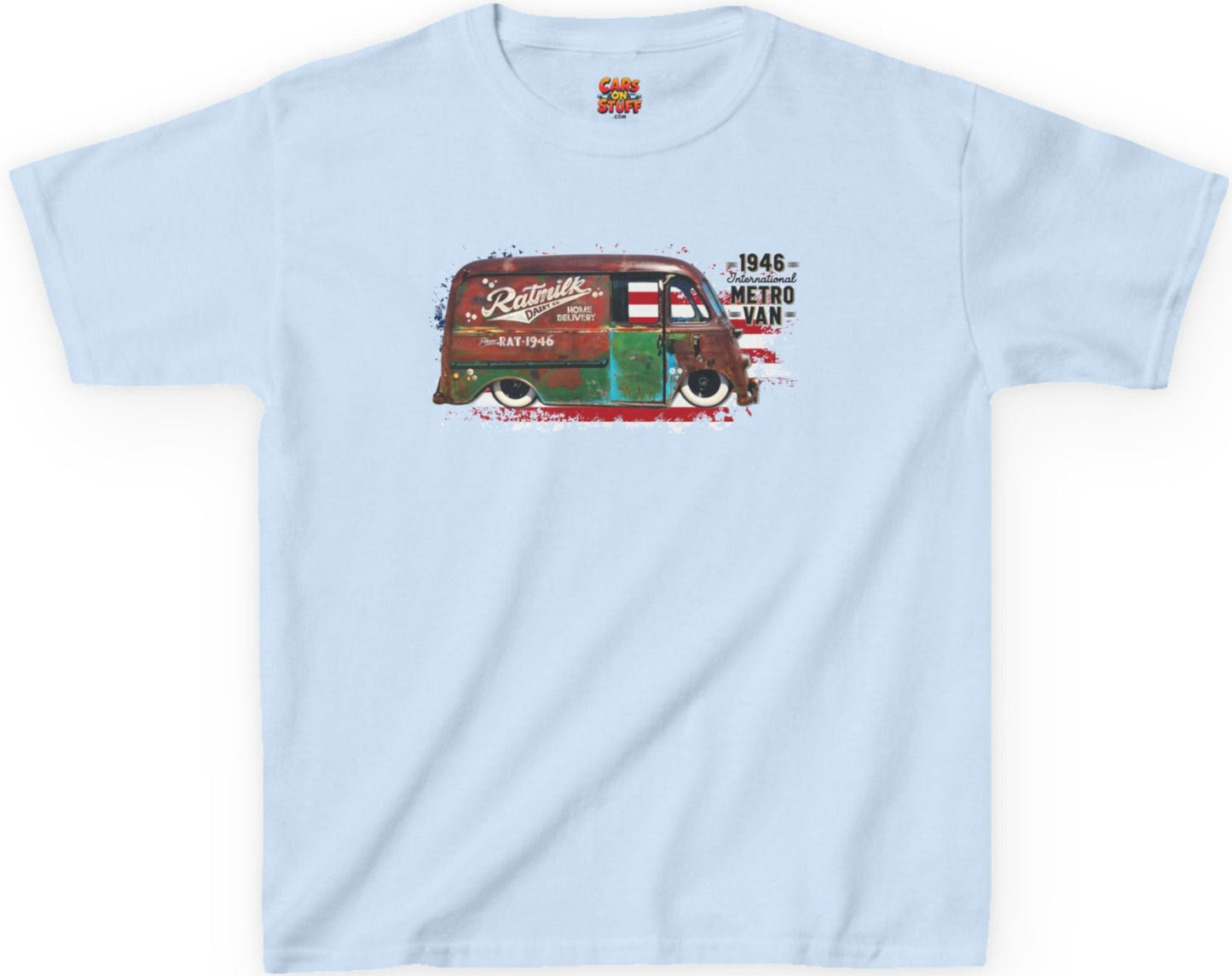 1946 Metro Van on Flag on Kids Heavy Cotton Tee