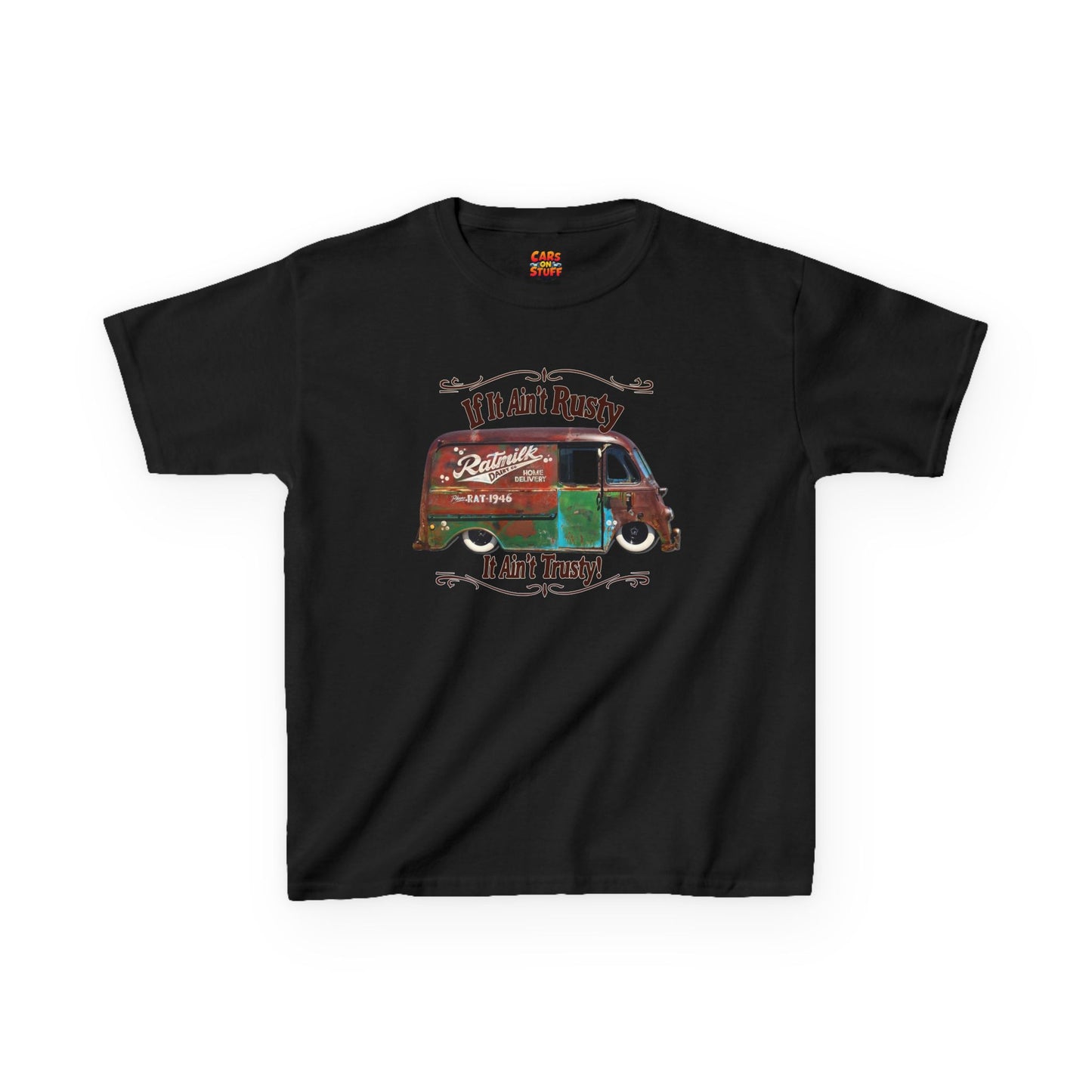 1946 Metro Van If It Ain't Rusty It Ain't Trusty! on Kids Heavy Cotton Tee