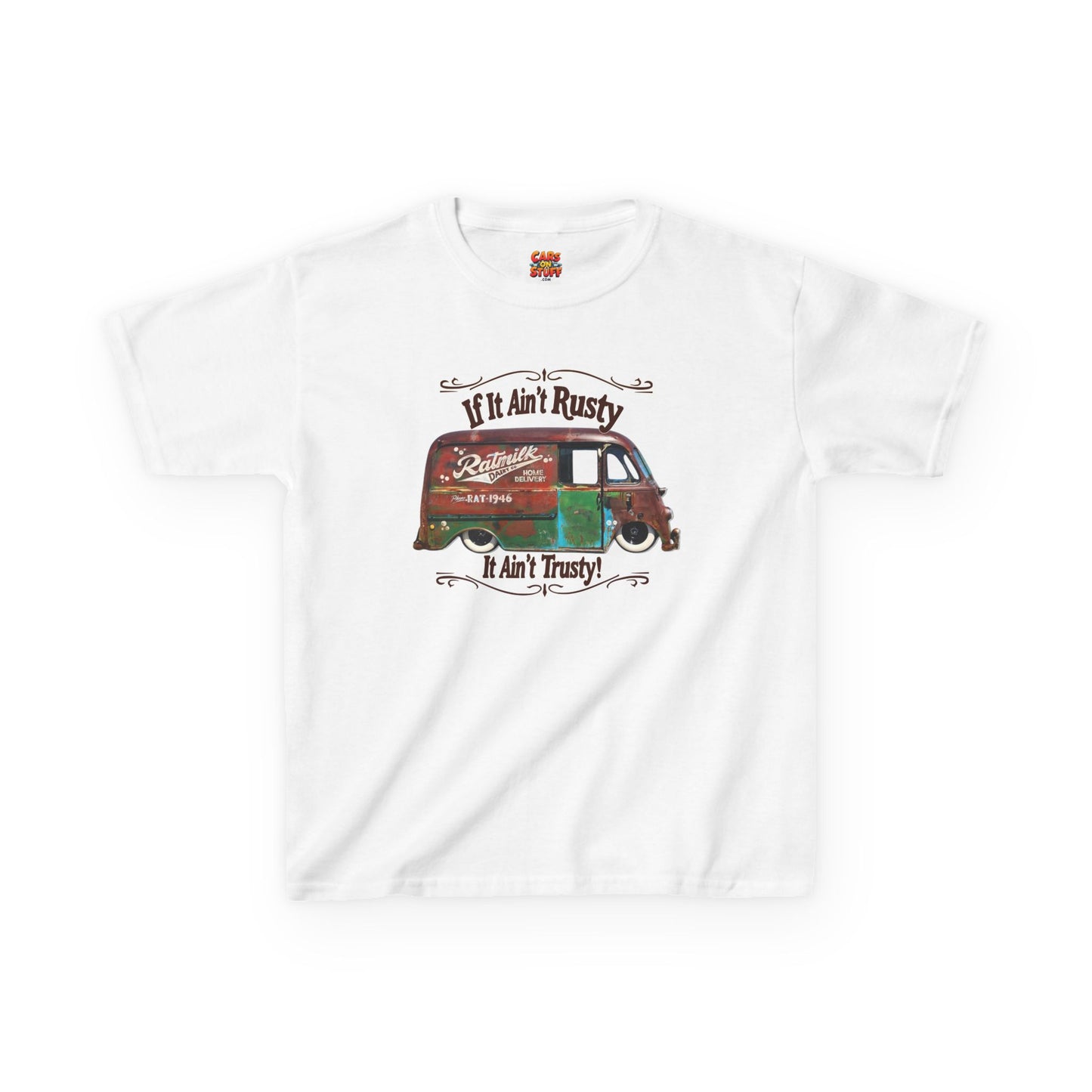 1946 Metro Van If It Ain't Rusty It Ain't Trusty! on Kids Heavy Cotton Tee