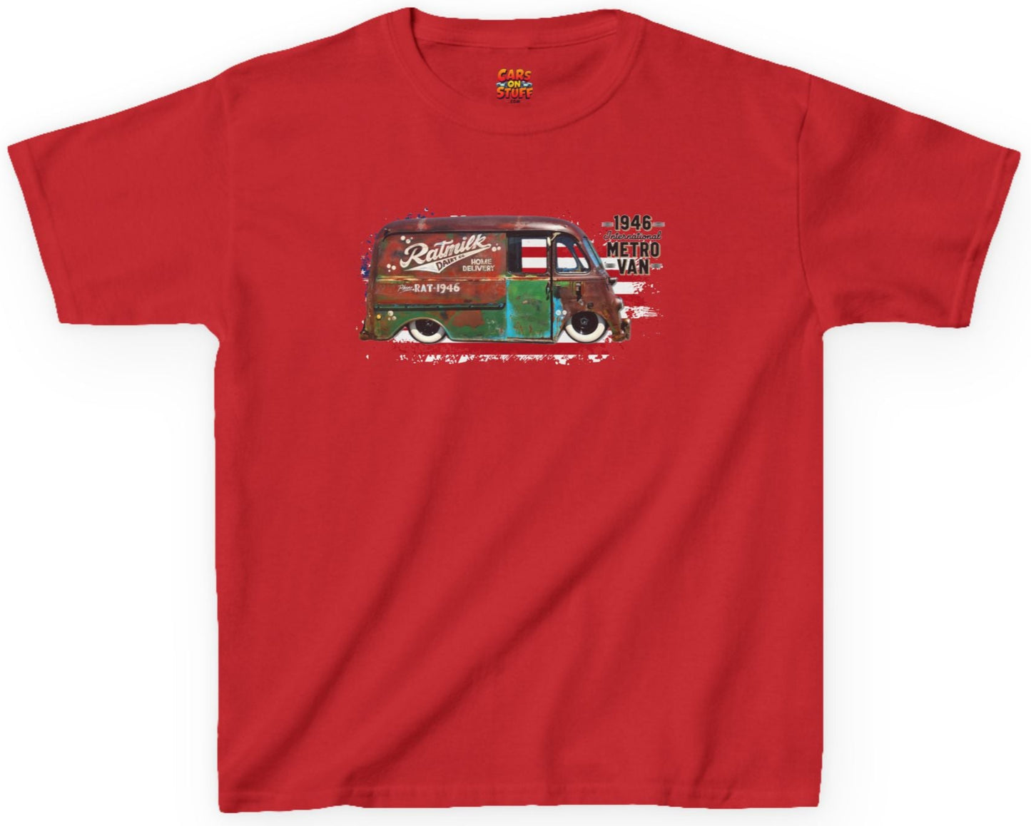 1946 Metro Van on Flag on Kids Heavy Cotton Tee