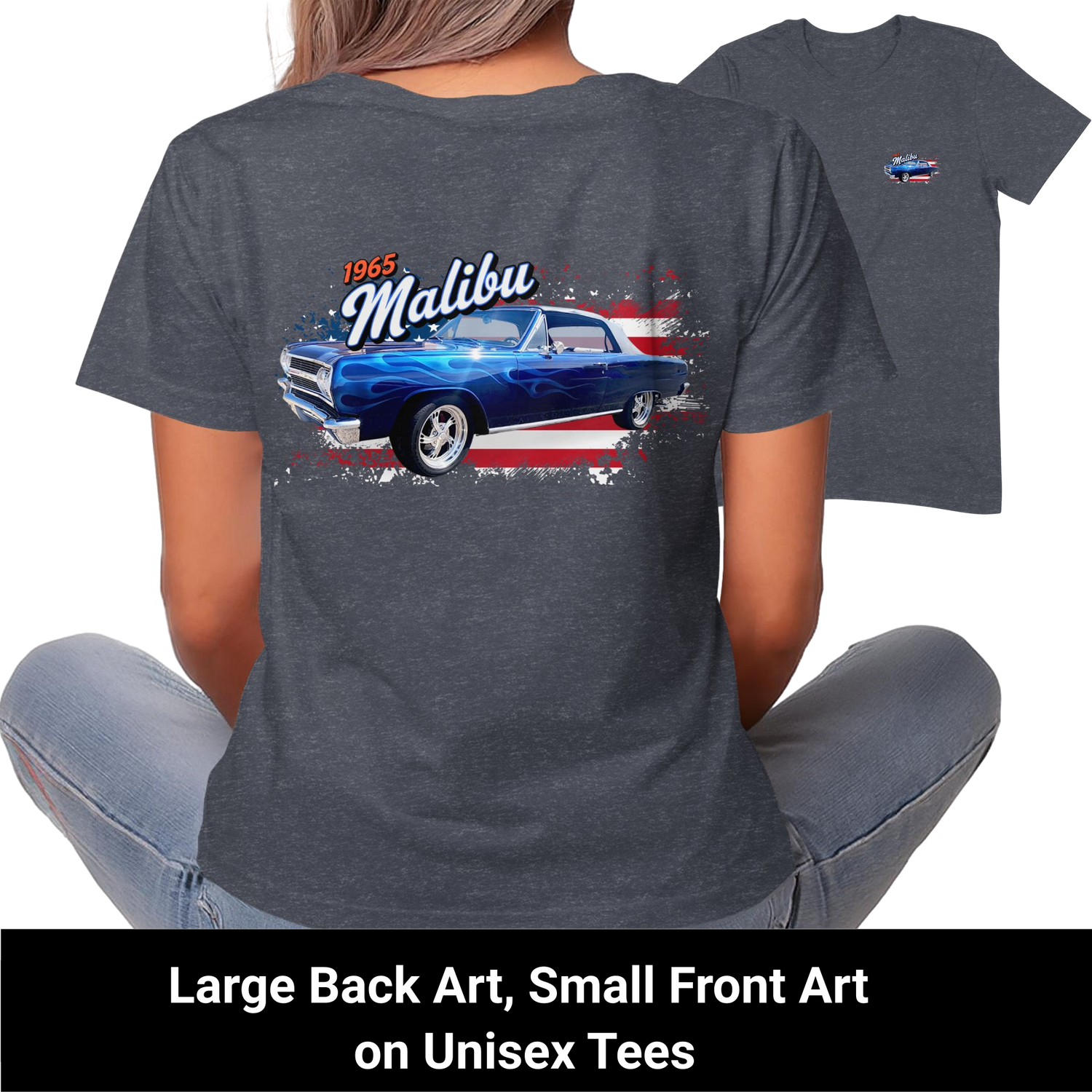 1965 Malibu Large Back Art Small Front Art Unisex Tees product