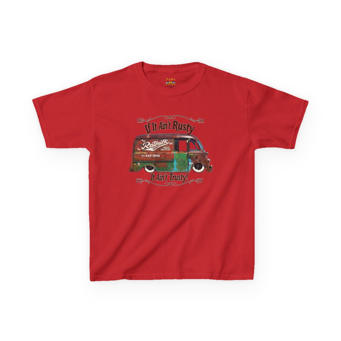 1946 Metro Van If It Ain't Rusty It Ain't Trusty! on Kids Heavy Cotton Tee