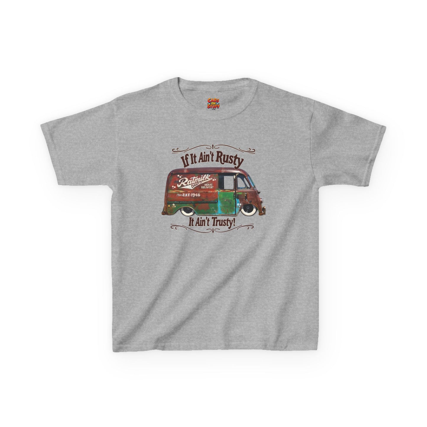 1946 Metro Van If It Ain't Rusty It Ain't Trusty! on Kids Heavy Cotton Tee