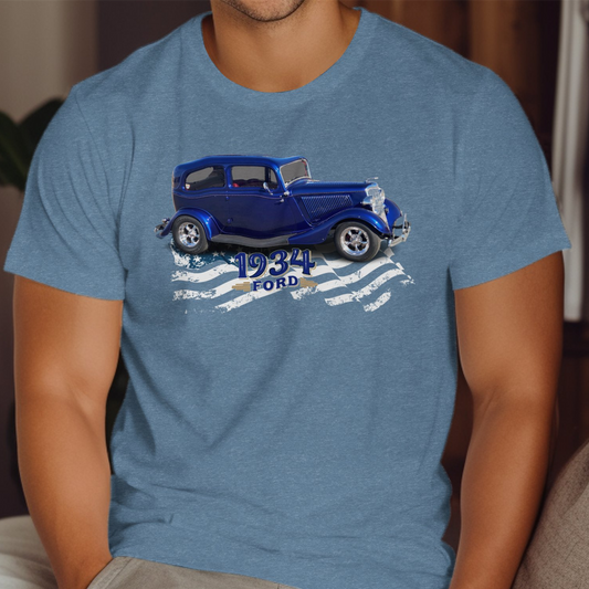 Vintage 1934 Ford Graphic Print Blue T-shirt product type