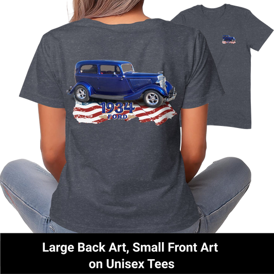 Large Back Art Small Front Art on Unisex Tees product type