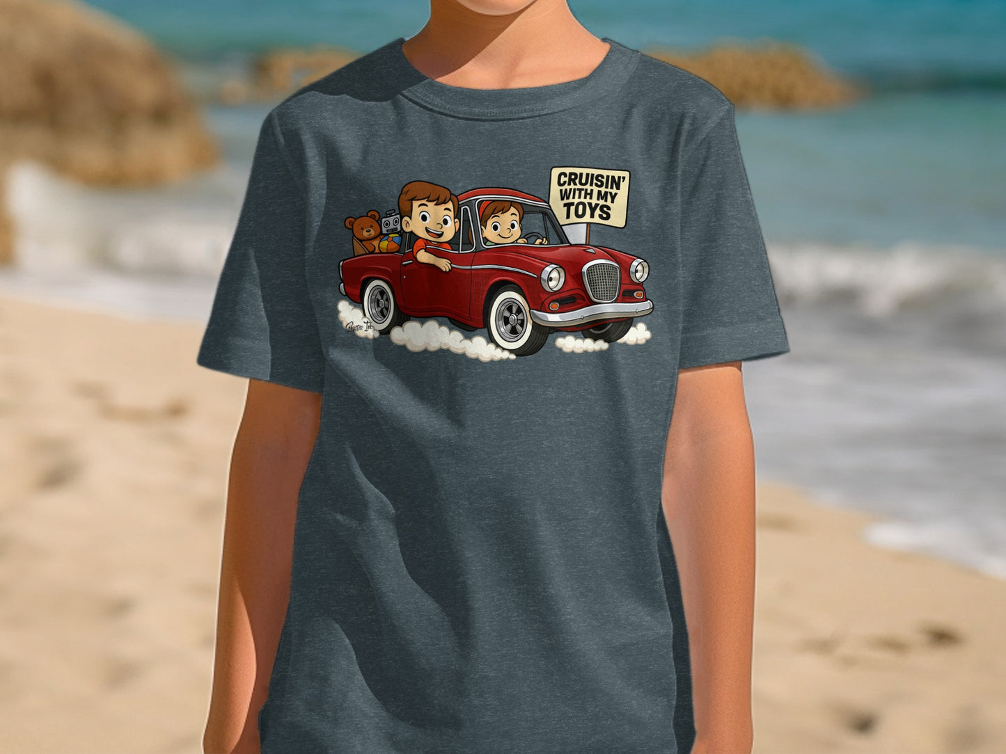 Cruisin' with My Toys Kid's Cartoon T-shirt product type