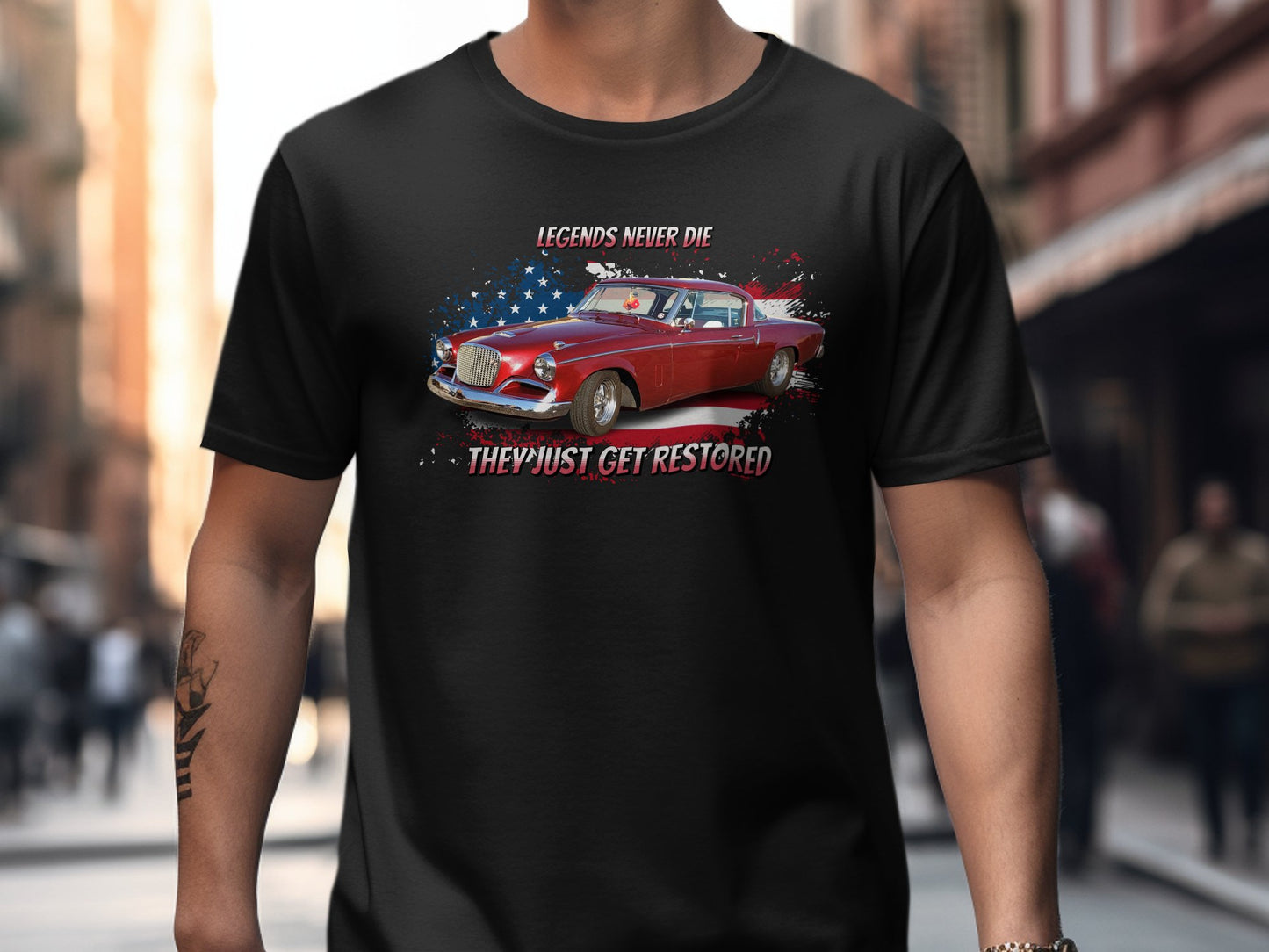 Legends Never Die Restored Car Graphic T-Shirt product