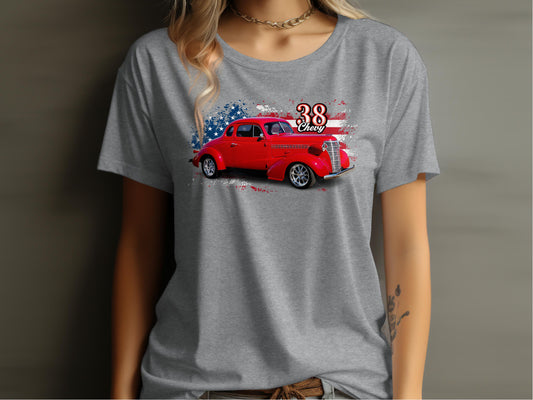Vintage Red Car 38 Chevy Graphic Tee product type